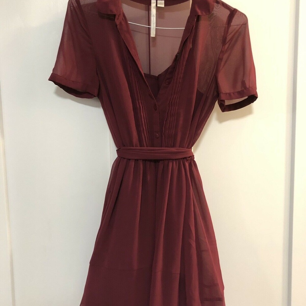 LC Lauren Conrad Magenta Shirt Dress